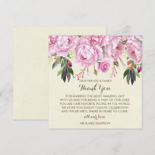 tarjeta de agradecimiento de boda floral púrpura
