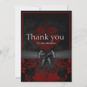 Tarjeta de agradecimiento de boda floral rojo y ne