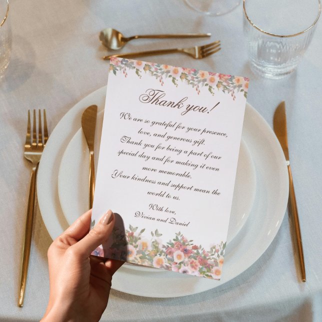 Tarjeta de agradecimiento de boda floral romántica (Subido por el creador)