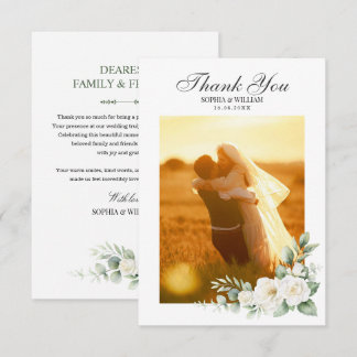 Tarjeta de agradecimiento de boda floral Rosa Blan