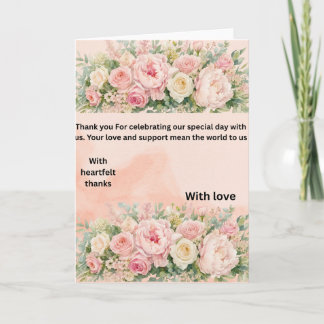 Tarjeta de agradecimiento de boda floral rosa eleg