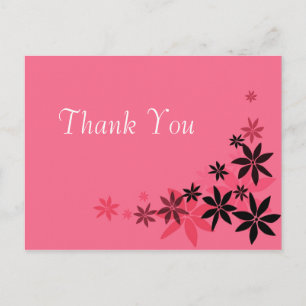 Tarjeta de agradecimiento de boda floral rosa eleg