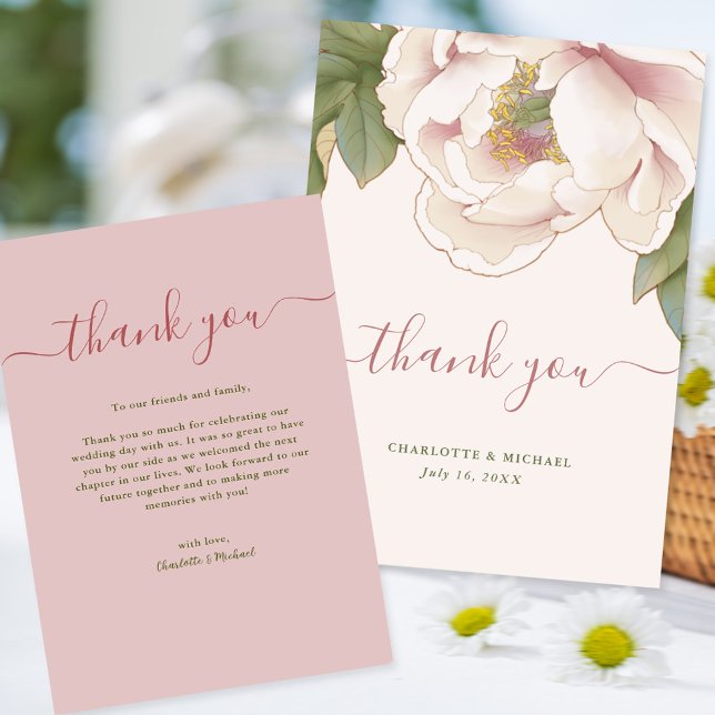 Tarjeta de agradecimiento de boda floral Rosa Peon (Subido por el creador)