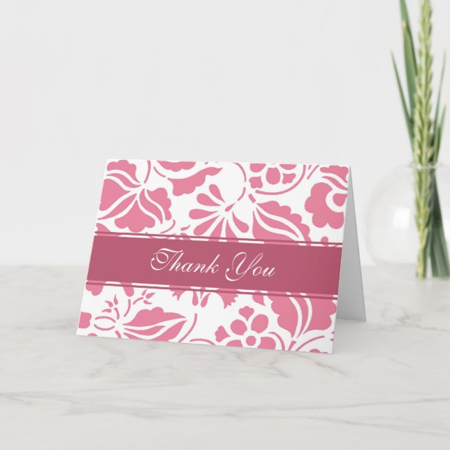 Tarjeta de agradecimiento de boda floral rosa y bl (Anverso)