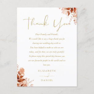 Tarjeta de agradecimiento de boda floral rústica d