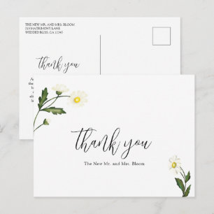 Tarjeta de agradecimiento de boda floral rustica d