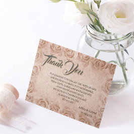 Tarjeta de agradecimiento de boda floral rústica v
