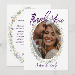 Tarjeta de agradecimiento de boda floral simple mo