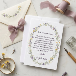Tarjeta de agradecimiento de boda floral simple mo