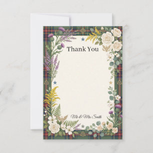 Tarjeta de agradecimiento de boda floral tropical