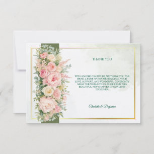 Tarjeta de agradecimiento de boda floral verde ele