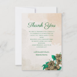 Tarjeta de agradecimiento de boda floral verde ele