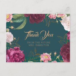 Tarjeta de agradecimiento de boda floral verde esm
