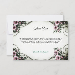 Tarjeta de agradecimiento de boda floral victorian