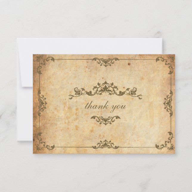 Tarjeta de agradecimiento de boda floral vintage (Anverso)