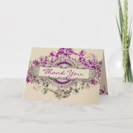 Tarjeta de agradecimiento de boda floral vintage g