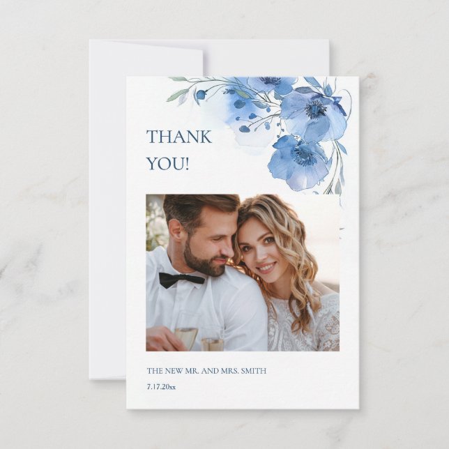 Tarjeta de agradecimiento de boda Flores de Arte F (Anverso)