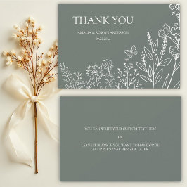 Tarjeta de agradecimiento de boda Flores del prado