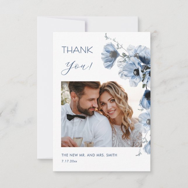 Tarjeta de agradecimiento de boda Flores Transpare (Anverso)