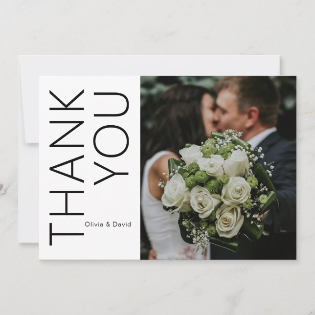 Tarjeta de agradecimiento de Boda fotográfico mode (Anverso)