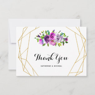 Tarjeta de agradecimiento de boda geométrica flora