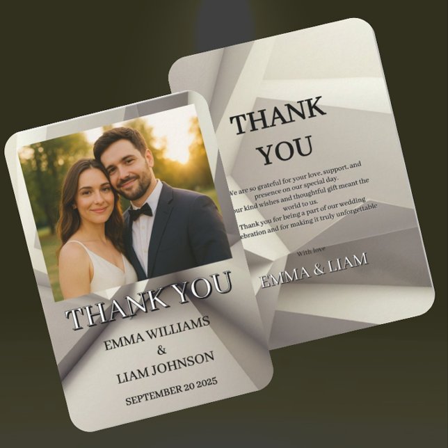 Tarjeta de agradecimiento de Boda geométrico moder (Subido por el creador)