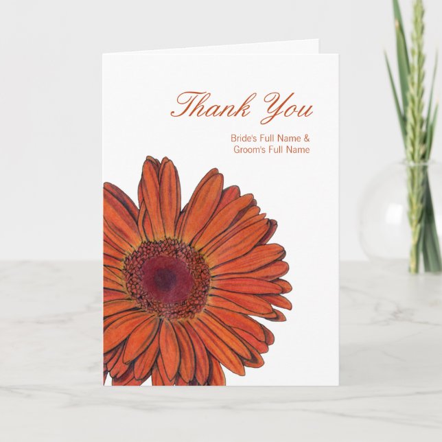 Tarjeta de agradecimiento de boda Gerbera (Anverso)