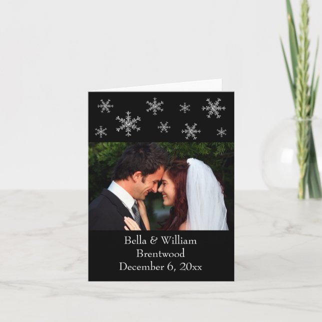 Tarjeta de agradecimiento de boda Glamour Black Ho (Anverso)