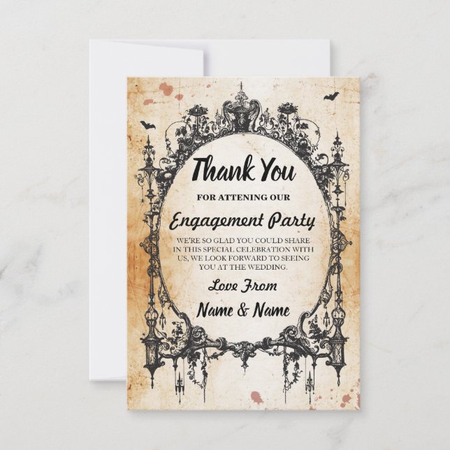 Tarjeta de agradecimiento de boda gótica de Hallow (Anverso)