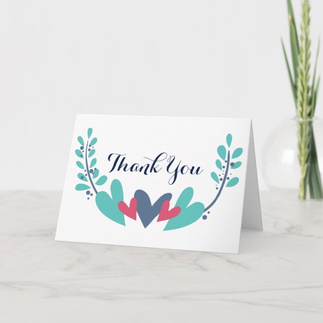 Tarjeta de agradecimiento de Boda Hearts and Vines (Anverso)