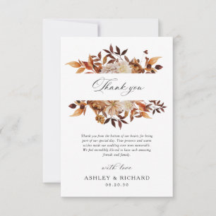 Tarjeta de agradecimiento de boda Hojas de Otoño