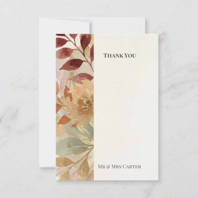 Tarjeta de agradecimiento de boda Hojas de otoño d (Anverso)