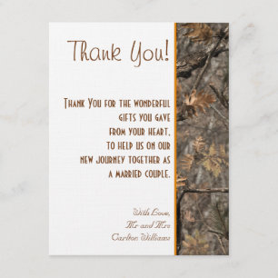 Tarjeta de agradecimiento de boda Hunter's Camo Ch