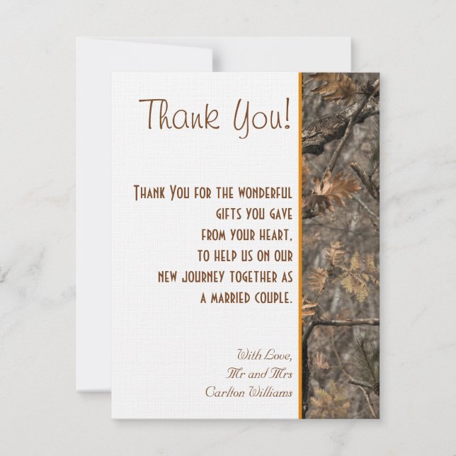 Tarjeta de agradecimiento de boda Hunter's Camo Ch (Anverso)