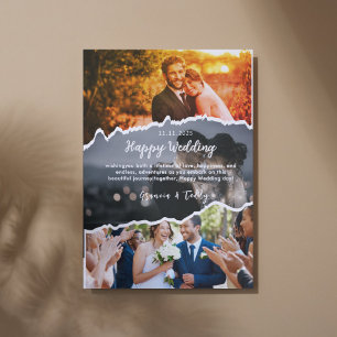 Tarjeta de agradecimiento de boda ilustrada marrón
