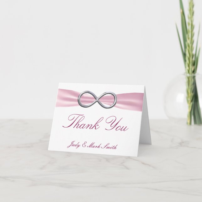 Tarjeta de agradecimiento de Boda Infinito Rosa (Anverso)