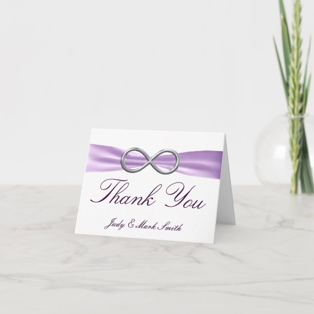Tarjeta de agradecimiento de boda Lavanda Infinito (Anverso)
