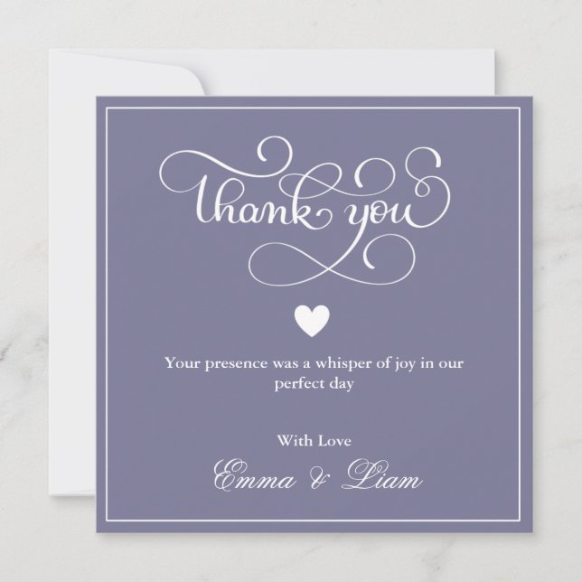Tarjeta de agradecimiento de boda Lavanda Polvorie (Anverso)