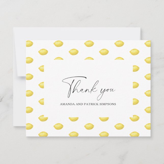 Tarjeta de agradecimiento de boda - Limón Cítrico (Anverso)