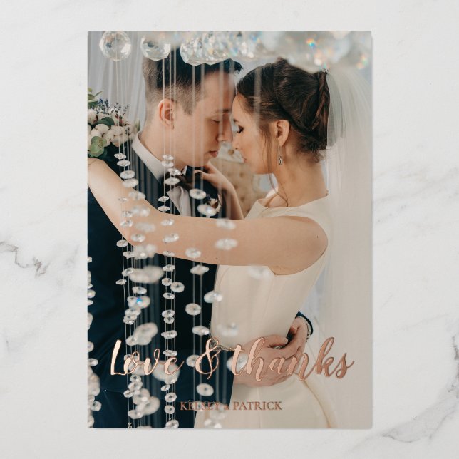 Tarjeta de agradecimiento de boda Love & thanks (Anverso)