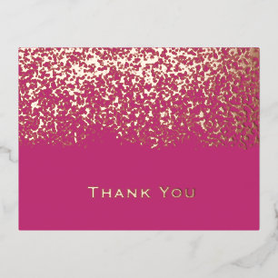 Tarjeta de agradecimiento de boda Magenta Rose Gol