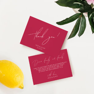 Tarjeta de agradecimiento de Boda magenta simple m