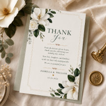 Tarjeta de agradecimiento de boda Magnolia Souther