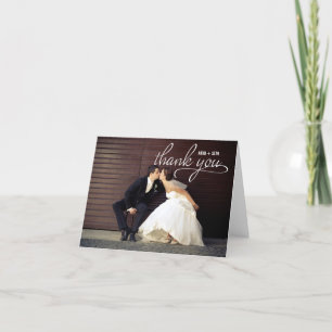 Tarjeta de agradecimiento de boda manuscrita con f