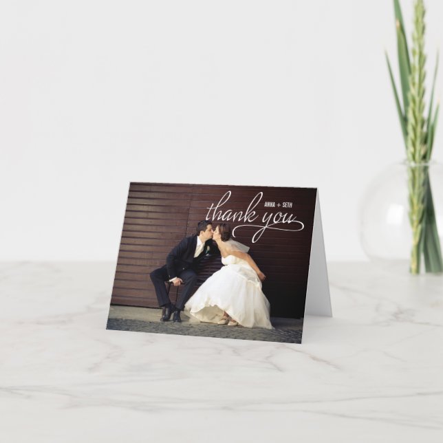 Tarjeta de agradecimiento de boda manuscrita con f (Anverso)