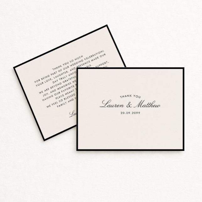 Tarjeta de agradecimiento de boda marfil con marco (Subido por el creador)