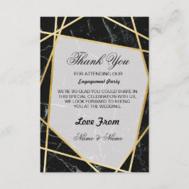 Tarjeta de agradecimiento de boda mármol negro dor