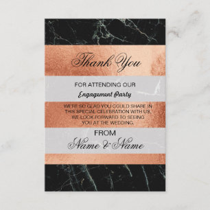 Tarjeta de agradecimiento de boda mármol negro oro