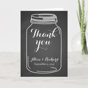 Tarjeta de agradecimiento de boda Mason Jar pizarr
