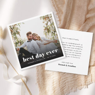 Tarjeta de agradecimiento de boda Mejor Día de la 